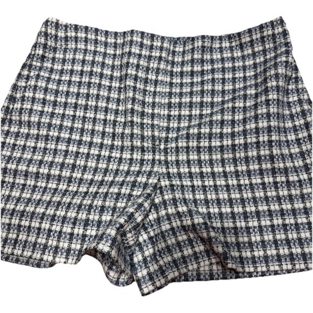 Loft Women's 6 Plaid Cotton Shorts White, Blue Black 5" Inseam, 34 Waist    5081